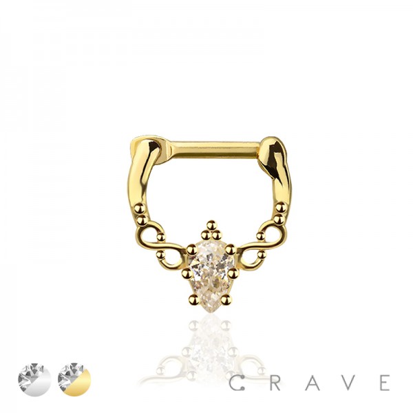 CZ LACEY EDGE INFINITE FILIGREE SIDE SEPTUM HINGED CLICKER